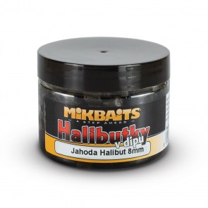 MIKBAITS Halibutky v dipu 8mm Jahoda&Halibut 150ml